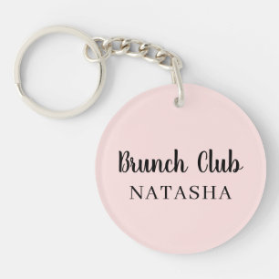 Brunch Club Pink Personalized Handwritten Script Keychain