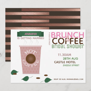 BRUNCH COFFEE Bridal Shower Invitation Pink Green