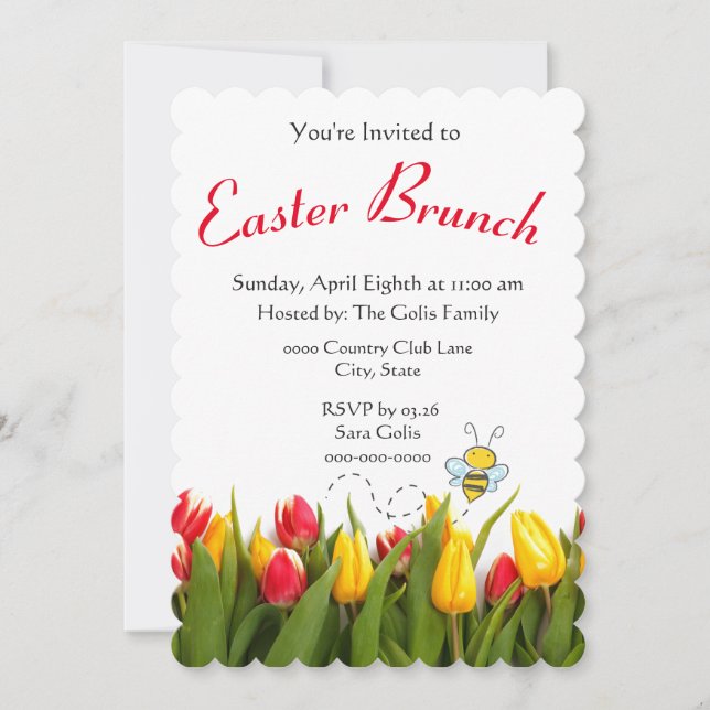 Brunch de Pâques avec Red Tulips Invitation vacanc (Devant)