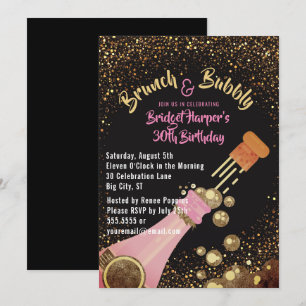 Brunch et Bubbly Champagne Invitation d'anniversai