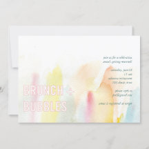Brunch et bulles Aquarelle Invitation à la douche