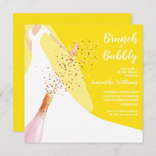 Brunch et Fête des mariées Bubbly Invitation jaune