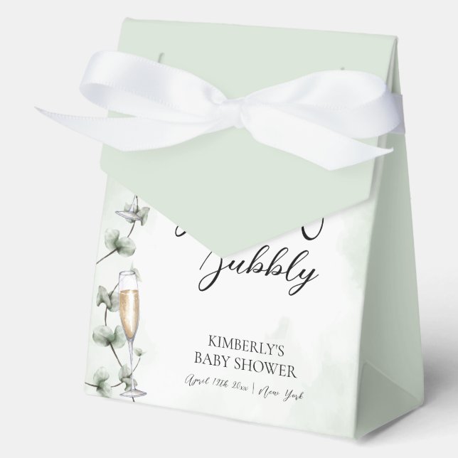 Brunch Eucalyptus Champagne Garden Baby Shower Favor Box (Front)