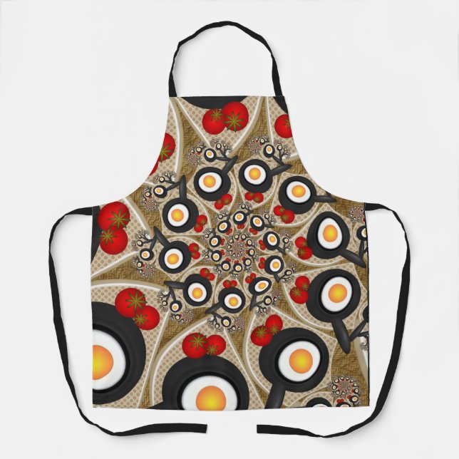 Brunch Fractal Art Funny Food, Tomatoes, Eggs Apron (Front)
