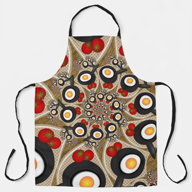 Brunch Fractal Art Funny Food, Tomatoes, Eggs Apron (Front)