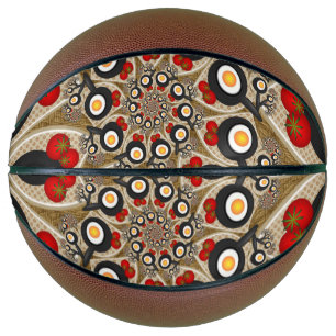 Brunch Fractal Art Funny Food, Tomatoes, Eggs Basketball