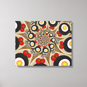Brunch Fractal Art Funny Food, Tomatoes, Eggs Canvas Print