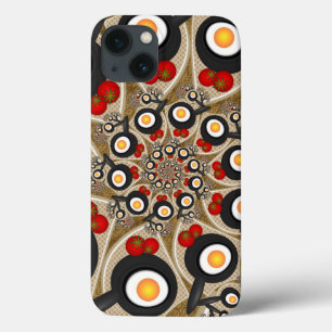 Brunch Fractal Art Funny Food, Tomatoes, Eggs iPhone 13 Case