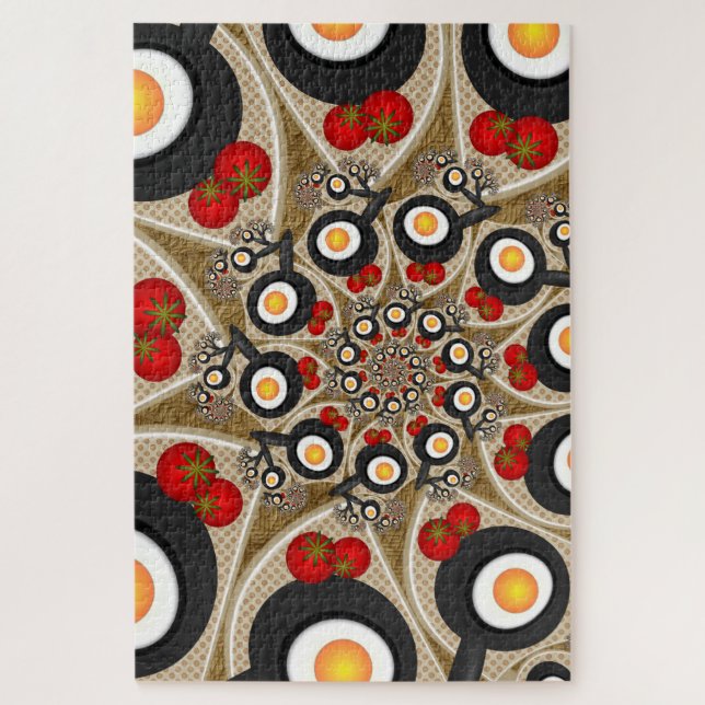 Brunch Fractal Art Funny Food, Tomatoes, Eggs Jigsaw Puzzle (Vertical)