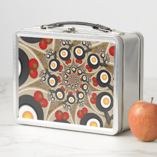 Brunch Fractal Art Funny Food, Tomatoes, Eggs Metal Lunch Box