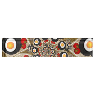 Brunch Fractal Art Funny Food, Tomatoes, Eggs Nameplate