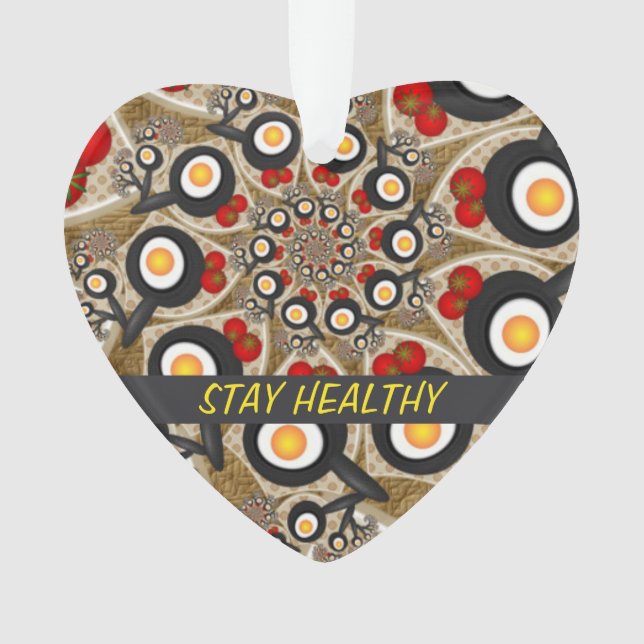 Brunch Fractal Art Funny Food, Tomatoes, Eggs Text Ornament (Front)