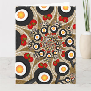 Brunch Fractal Art Funny Food, Tomatoes, Eggs Thank You Card