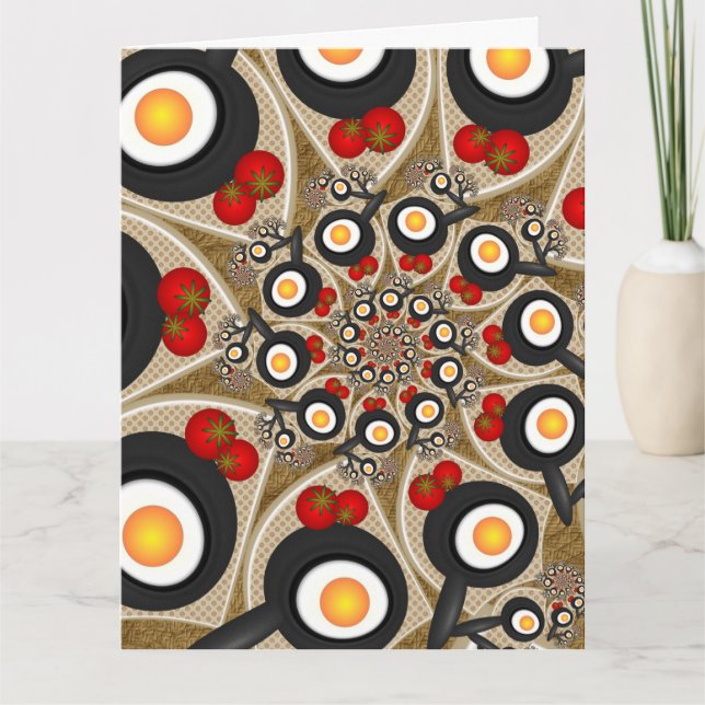 Brunch Fractal Art Funny Food, Tomatoes, Eggs Thank You Card (Front)