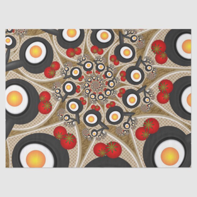 Brunch Fractal Art Funny Food, Tomatoes, Eggs Tissue Paper (Front)