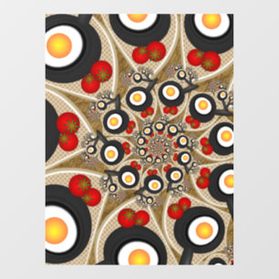 Brunch Fractal Art Funny Food, Tomatoes, Eggs Window Cling