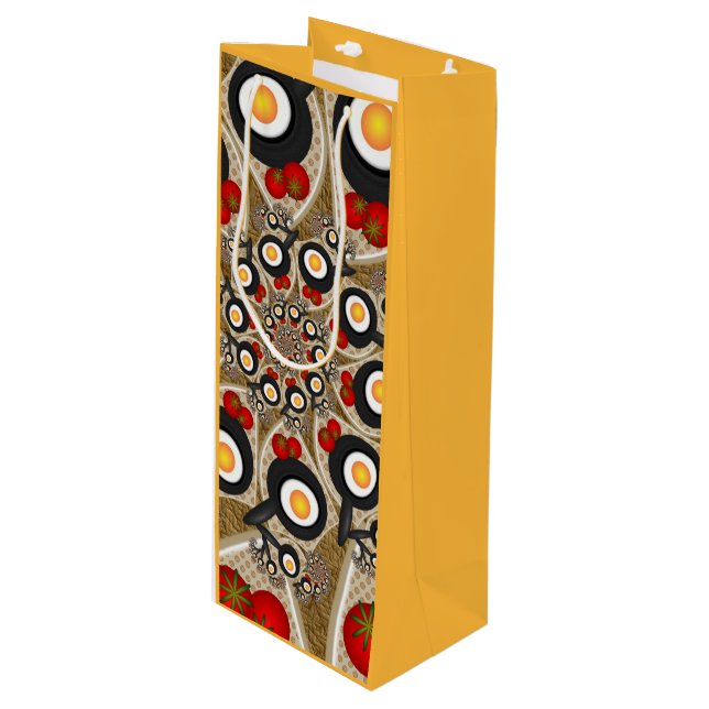 Brunch Fractal Art Funny Food, Tomatoes, Eggs Wine Gift Bag (Front Angled)