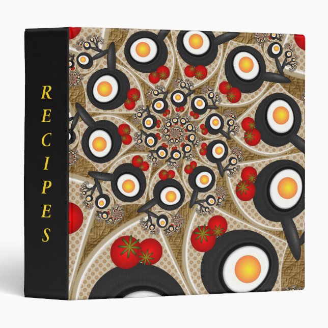 Brunch Fractal Funny Food Art Recipes Binder (Front/Spine)