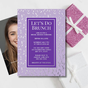 Brunch Invite Bridal Shower Custom Floral Silver