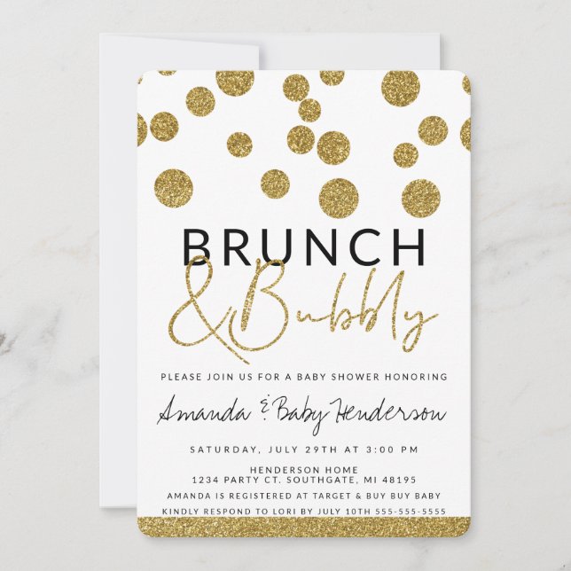 Brunch moderne & Bubbly Invitation (Devant)