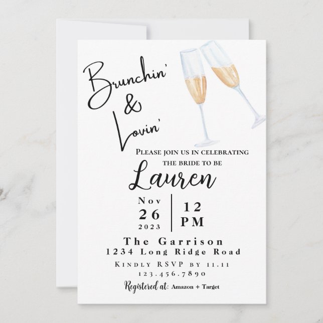 Brunch Nuptiale invitation Brunchin' & Lovin' (Devant)