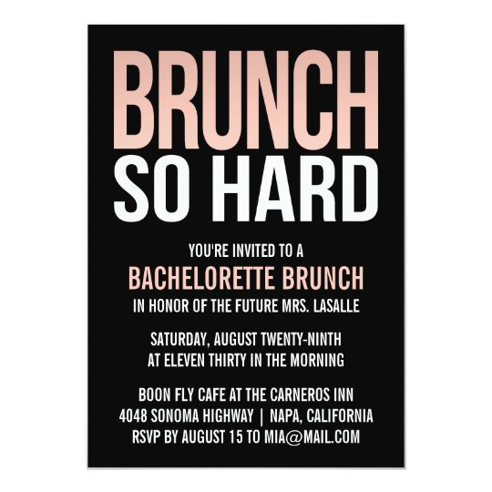 Brunch So Hard Pink Bachelorette Brunch Invitation