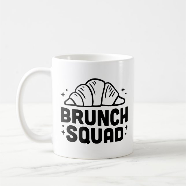 Brunch squad croissant lovers coffee mug (Left)
