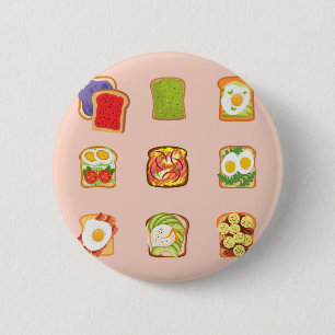 Brunch Toast Pattern 2 Inch Round Button