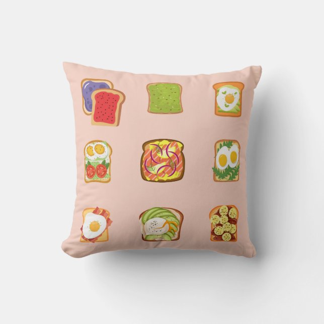  Brunch Toast Pattern Throw Pillow (Front)