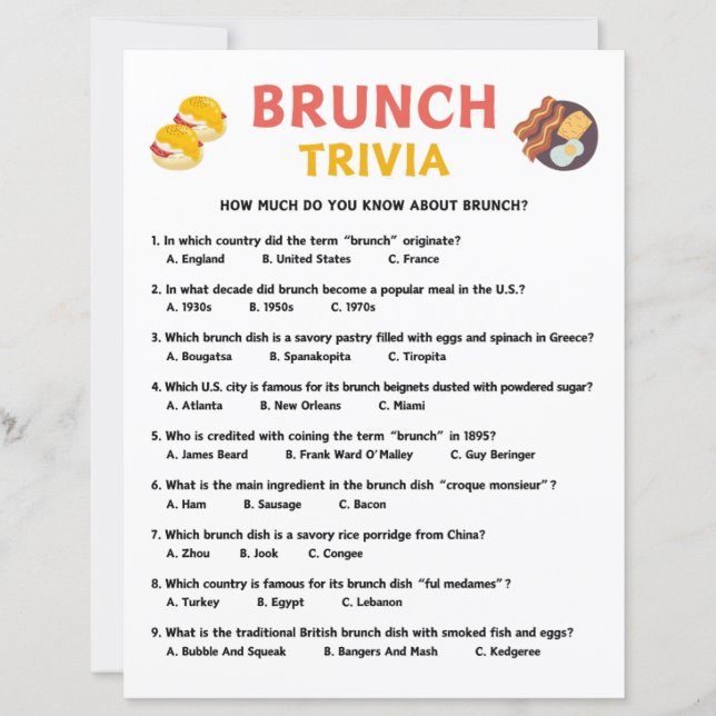 Brunch Trivia Game (Front)