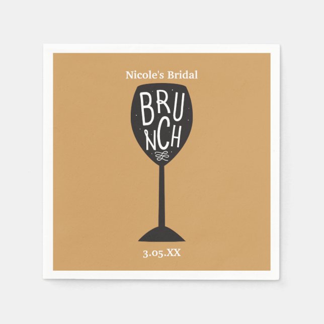 BRUNCH Wine Glass ANY COLOR & EVENT Napkins (Front)