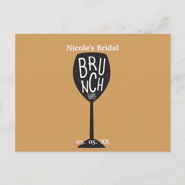 BRUNCH Wine Glass ANY COLOR & EVENT Trendy Chic Postcard (Front)