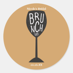 BRUNCH Wine Glass Modern Trendy Personalized Favou Classic Round Sticker
