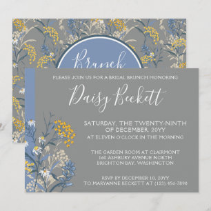 Brunch With The Bride Botanical Daisy Yellow Navy Invitation