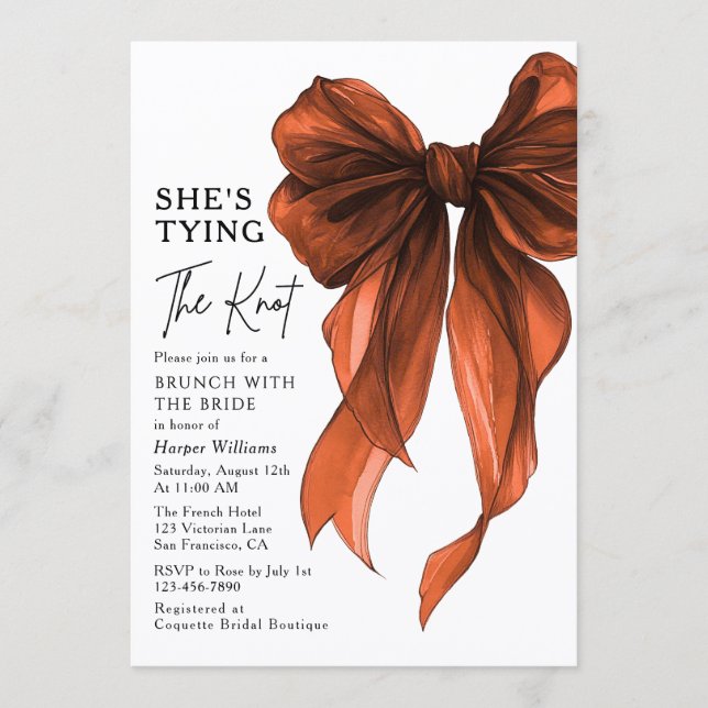 Brunch With The Bride Bow Invitation (Front)