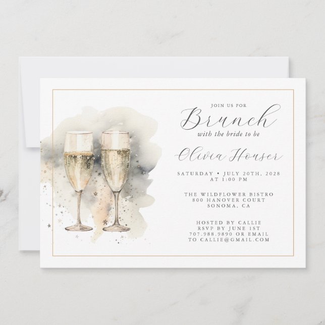 Brunch With The Bride Champagne Gold Invitation (Front)