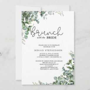 Brunch with the Bride Gold Greenery Bridal Shower Invitation