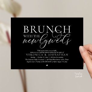 Brunch with the newlyweds, Classy Black Wedding Invitation