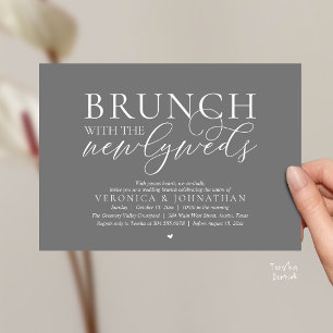 Brunch with the newlyweds, Dark Grey Wedding Invitation