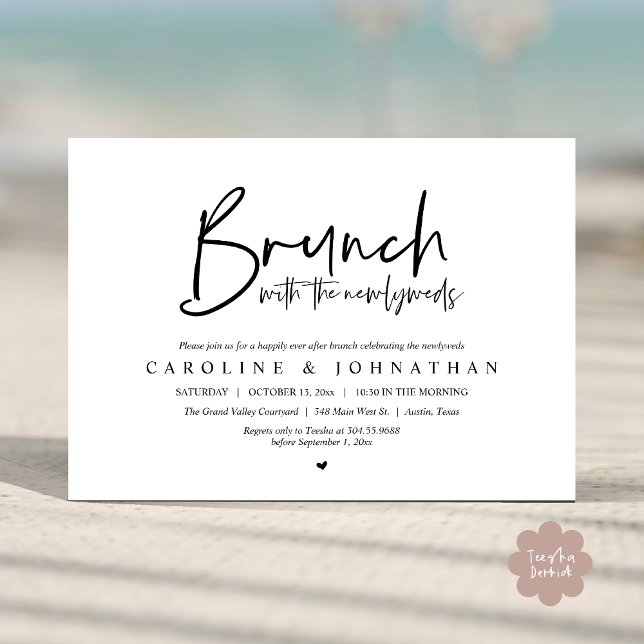 Brunch with the Newlyweds Post Wedding Celebration Invitation (Brunch with the Newlyweds Post Modern Morning Wedding Celebration Invitation Card PDF Black White)