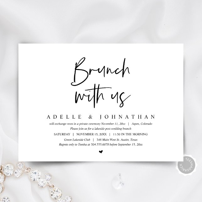 Brunch With The Newlyweds, Wedding Elopement Party Invitation (The Morning After, post wedding brunch, elopement Invitation card, digital download, modern minimal)