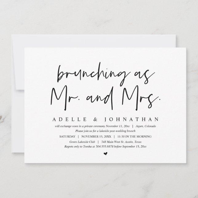 Brunching As Mr and Mrs, Post Wedding Brunch Invitation (Front)