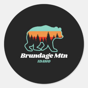 Brundage Mountain Idaho Skiing Snowboarding Bear  Classic Round Sticker