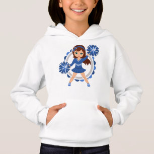 Brune bleue de pom-pom girl - acclamation mignonne