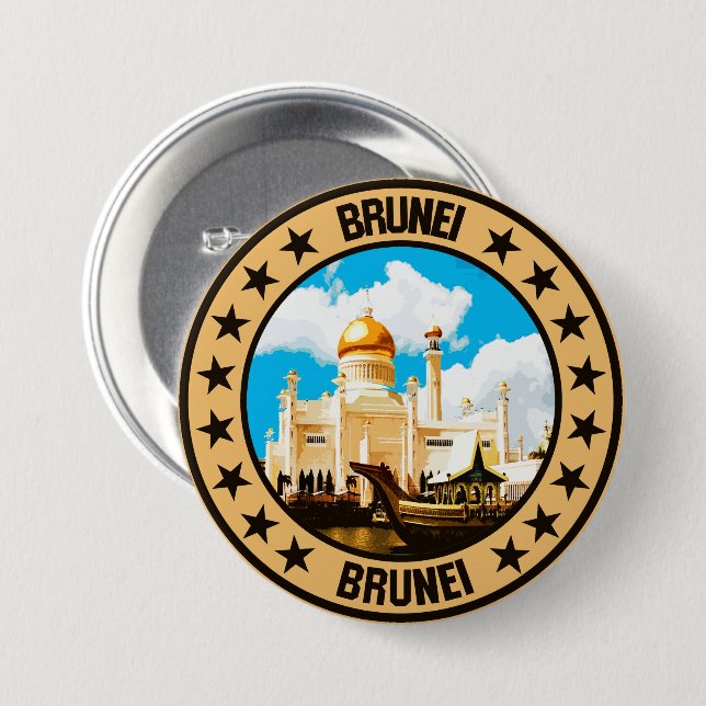 Brunei                                             3 inch round button (Front & Back)