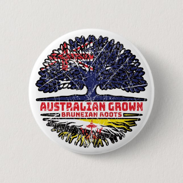 Brunei Bruneian Australian Australia Tree Roots 2 Inch Round Button (Front)