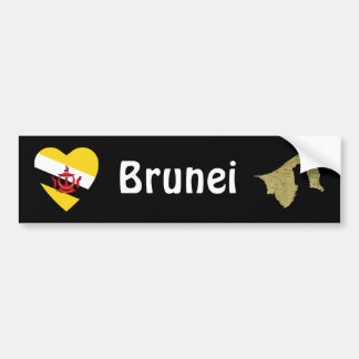 Brunei Flag Heart + Map Bumper Sticker