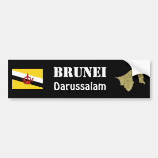 Brunei Flag + Map Bumper Sticker