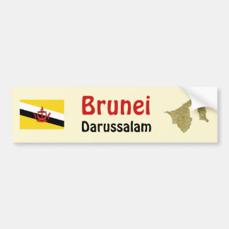 Brunei Flag + Map Bumper Sticker
