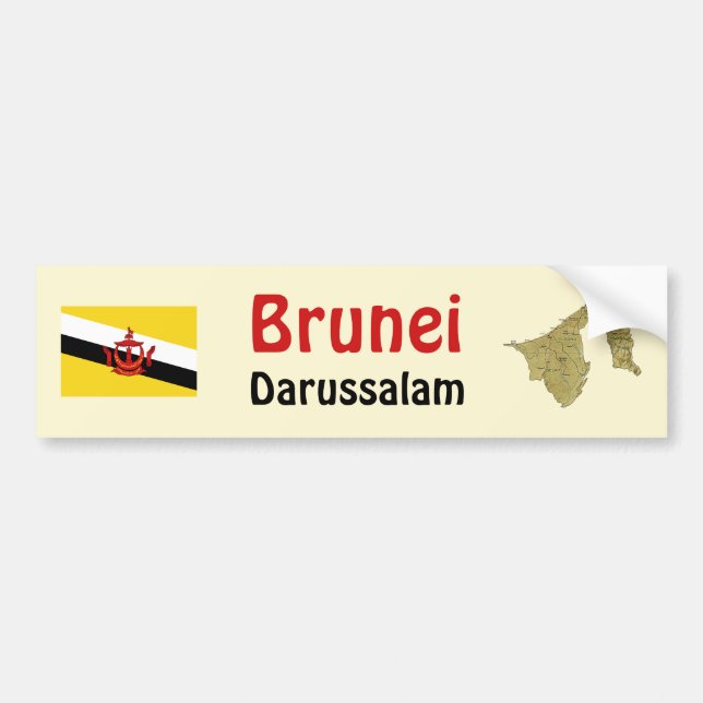 Brunei Flag + Map Bumper Sticker (Front)